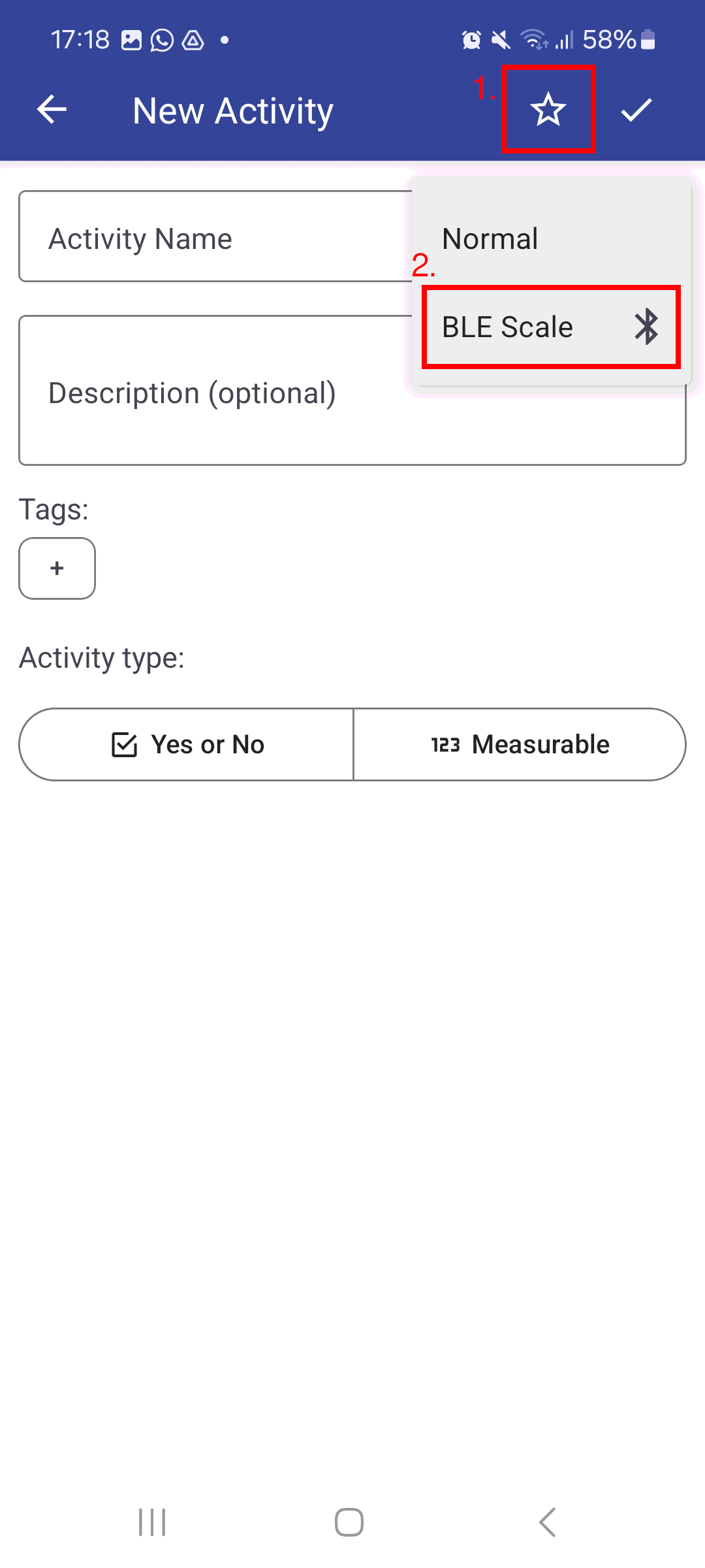 New activity screenshot